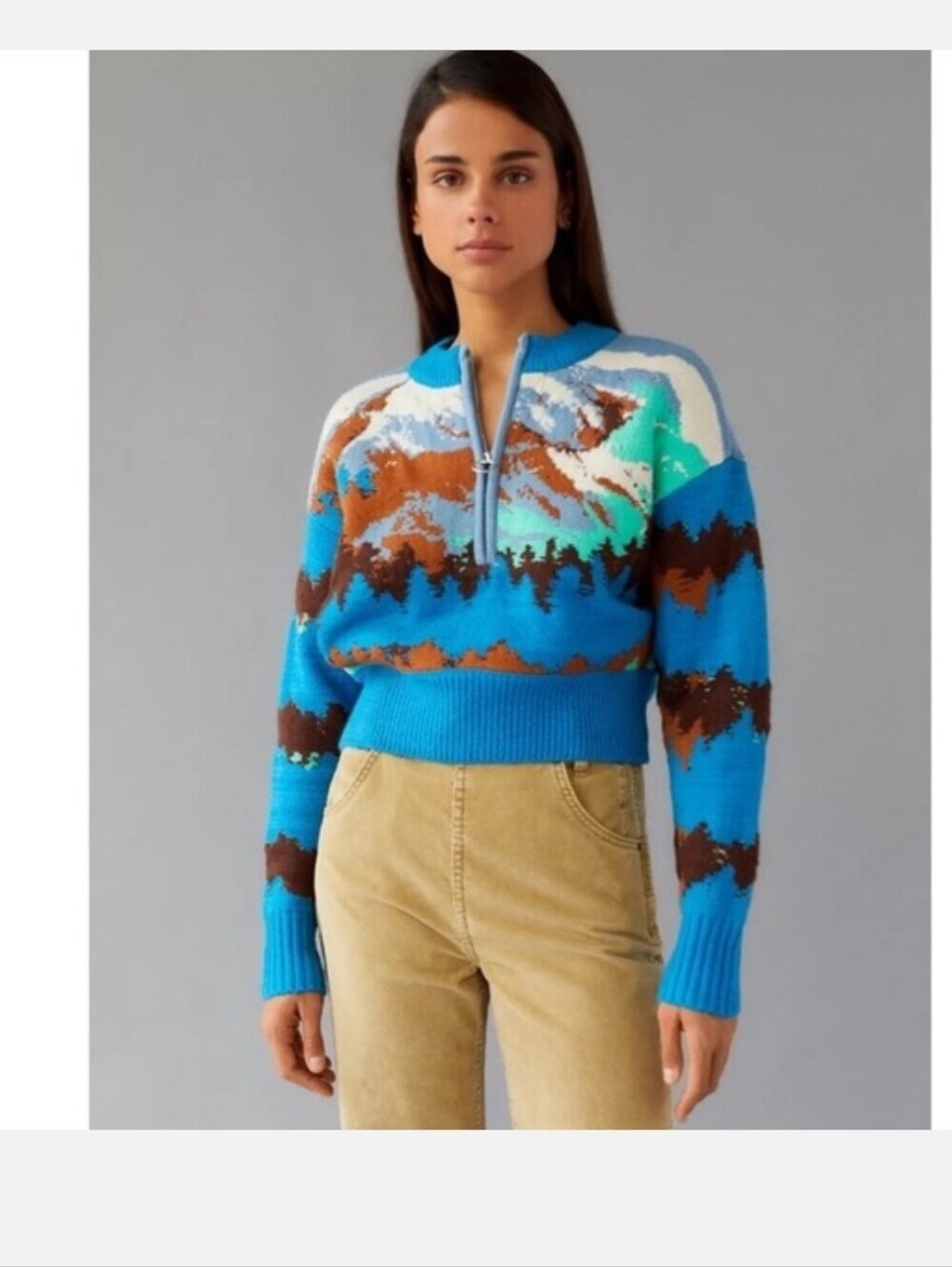BDG Urban Outfitters Womens Colorful Jesse Half Zip Cropped Sweater S